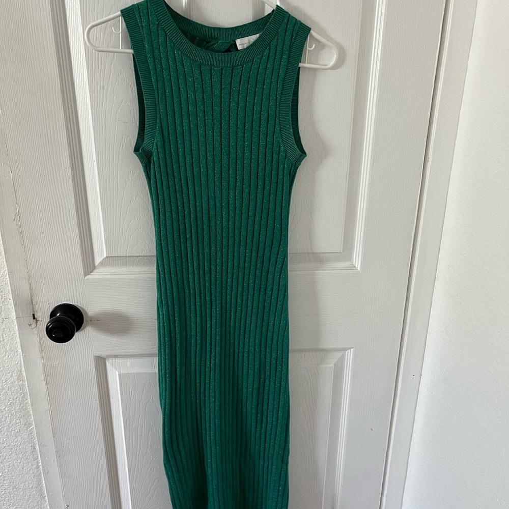 House of Harlow 1960 Green Ribbed Sheath Midi Dress